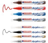 edding Start Easy Set - Rotuladores de pintura acrílica, impermeables, punta fina y media, juego de 8 bolígrafos acrílicos (colores populares), bolígrafos acrílicos para lienzo o madera, para pintura