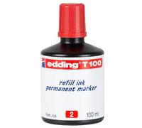 Edding T 100 - Tinta de Recarga para Marcador Permanente - 100 ml - Rojo - Frasco con Dosificador por Goteo