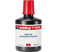 Edding T 100 - Tinta de Recarga para Marcador Permanente - 100 ml - Rojo - Frasco con Dosificador por Goteo