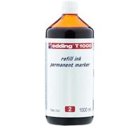 edding T 1000 recambio de tinta para marcadores permanentes - rojo - 1000 ml - con sistema dispensador de gotas, para rellenar rápidamente casi todos los marcadores permanentes edding
