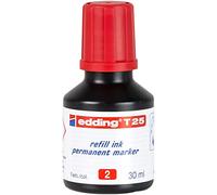 Edding T 25 tinta de recarga para marcador permanente - rojo - 30 ml - con sistema dispensador de gotas, para rellenar rápidamente casi todos los marcadores permanentes