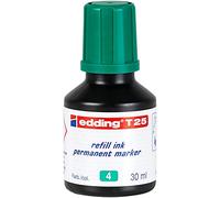 edding T 25 tinta de recarga para marcador permanente - verde - 30 ml - con sistema dispensador de gotas, para rellenar rápidamente casi todos los marcadores permanentes edding