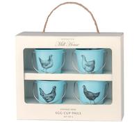 Eddingtons Juego de 4 hueveras metálicas con forma de caldero, nuevas en caja, color crema