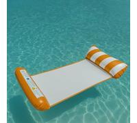 Eddy Toys Colchón Flotante para Adultos - Colchón Hinchable a Partir de 14 años - con Cabeza y pie - hasta 80 kg - Solo para Aguas Poco Profundas - Incluye Parches de reparación - Naranja