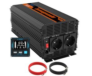 EDECOA Inversor 12v 220v 3000w conversor energia 12v 230v con Mando 2X USB Transformador Onda modificada con Sistema de Aislamiento galvanico (2a generacion)