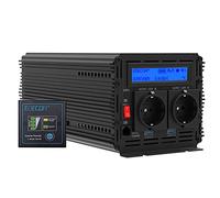 EDECOA Inversor 2000w convertidor de Voltaje de 24v a 230v Transformador de Corriente de Onda sinusoidal modificada LCD con Mando (4a generacion)
