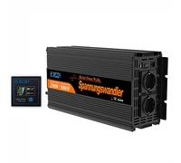 EDECOA Inversor de corriente 12 V a 230 V, sinusoidal puro, 2500 W, mando a distancia para coche