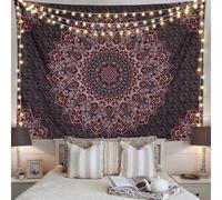 Edeesky Tapiz de mandala negro y rosa para colgar en la pared, tapices vintage, decoraciσn hippie estιtica, arte de pared bohemio, decoraciσn del