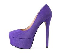 EDEFS Scarpe Donna Plateau in Vernice Punta Tonda con Tacco a Spillo 15 cm/ 6 Pulgadas Versatili per Ufficio Festa Matrimonio Uso Giornaliero Morado Ante EU38