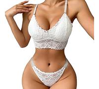 Edel 000000 - Conjunto de lencería para mujer, talla grande, con aros, ropa y interior de encaje, pijama, anillo de acero, juego de lencería con aros de malla