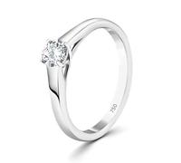 EDELIND 18K Oro blanco Anillo de compromiso con diamante solitario 0.30 ct de Calidad Certificada GIA Talla 52 mm Anillo de boda con diamante talla brillante Caja de regalo de joyería