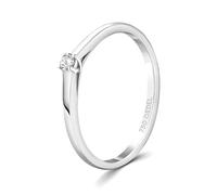 EDELIND Anillo de compromiso con Diamante talla brillante 0.05ct Oro blanco 18K Ø 50mm Anillo Solitario de oro con Caja de regalo de joyería