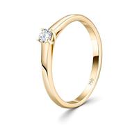 EDELIND Anillo de compromiso con Diamante talla brillante 0.10ct Oro amarillo 18K Ø 56mm Anillo Solitario de oro con Caja de regalo de joyería