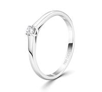 EDELIND Anillo de compromiso con Diamante talla brillante 0.10ct Oro blanco 18K Ø 56mm Anillo Solitario de oro con Caja de regalo de joyería