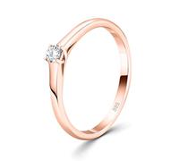 EDELIND Anillo de Compromiso con Diamante Talla Brillante 0.10ct Oro Rosa 18K Ø 49mm Anillo Solitario de Oro con Caja de Regalo de joyería