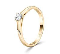 EDELIND Anillo de compromiso con Diamante talla brillante 0.20ct Oro amarillo 18K Ø 49mm Anillo Solitario de oro con Caja de regalo de joyería