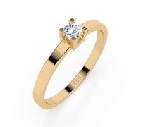 EDELIND Anillo solitario de oro amarillo 585 con diamante de 0,1 ct, anillo de compromiso clásico para mujer, talla 48 (Ø15,3 mm), con elegante caja de regalo