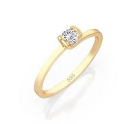 EDELIND Anillo solitario de oro amarillo 585 con diamante de 0,1 ct, anillo de compromiso clásico para mujer, talla 48 (Ø15,3 mm), con elegante caja de regalo
