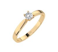 EDELIND Anillo solitario de oro amarillo 585 con diamante de 0,15 quilates, anillo de compromiso clásico para mujer, talla 48 (Ø15,3 mm), con elegante caja de regalo