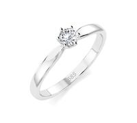 EDELIND Anillo solitario de oro blanco 585 con diamante de 0,1 ct, anillo de compromiso clásico para mujer, talla 48 (Ø15,3 mm), con elegante caja de regalo