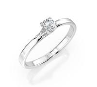 EDELIND Anillo solitario de oro blanco 585 con diamante de 0,1 ct, anillo de compromiso clásico para mujer, talla 48 (Ø15,3 mm), con elegante caja de regalo