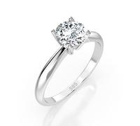 EDELIND Anillo solitario de oro blanco 585 con diamante de 0,5 quilates, anillo de compromiso clásico para mujer, talla 48 (Ø15,3 mm), con elegante caja de regalo