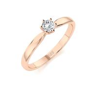 EDELIND Anillo solitario de oro rosa 585 con diamante de 0,1 ct, anillo de compromiso clásico para mujer, talla 48 (Ø15,3 mm), con elegante caja de regalo