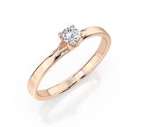 EDELIND Anillo solitario de oro rosa 585 con diamante de 0,1 ct, anillo de compromiso clásico para mujer, talla 48 (Ø15,3 mm), con elegante caja de regalo