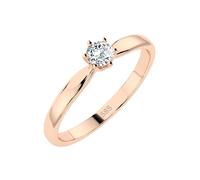 EDELIND Anillo solitario de oro rosa 585 con diamante de 0,2 quilates, anillo de compromiso clásico para mujer, talla 48 (Ø15,3 mm), con elegante caja de regalo