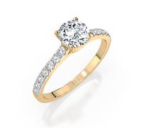 EDELIND Anillo solitario Eternity de oro amarillo 585 con diamantes de 0,5 + 0,21 quilates, talla 48 (Ø15,3 mm), con caja de regalo