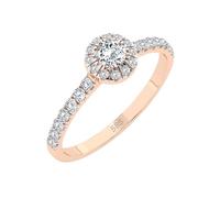 EDELIND Anillo solitario Eternity de oro rosa 585 con diamantes de 0,2 + 0,28 quilates, talla 48 (Ø15,3 mm), anillo de solicitud con caja de regalo