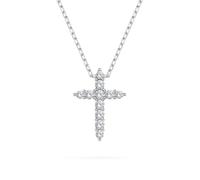 EDELIND Collar Cruz Collana a Croce Collier Croix Or Blanc 585 avec 11 Diamants 0.09 ct - Pendentif en Or, Longueur 45 cm