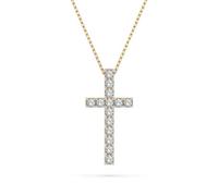 EDELIND Collar Cruz Collana a Croce Collier Croix Or Jaune 585 avec 13 Diamants 0.2 ct - Pendentif en Or, Longueur 45 cm