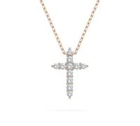 EDELIND Collar Cruz Collana a Croce Collier Croix Or Rose 585 avec 11 Diamants 0.09 ct - Pendentif en Or, Longueur 45 cm
