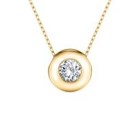 EDELIND Collar Solitario Oro Amarillo 585 - Colgante Diamante 0.15 ct Diseño Disco, Largo 45 cm