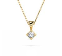 EDELIND Collar Solitario Oro Amarillo 585 con Colgante Diamante 0.08 ct - Cadena Forzada, Largo 45 cm - Joya Mujer Oro