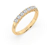 EDELIND Eternity Anillo de oro amarillo 585 con 7 diamantes de 0,42 ct - Anillo de mujer de oro auténtico, talla 68 (Ø21,6 mm), anillo de eternidad como regalo para mujeres con caja de regalo
