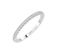 EDELIND Eternity Anillo de oro blanco 585 con 17 diamantes de 0,14 ct - Anillo de mujer de oro auténtico, talla 68 (Ø21,6 mm), anillo de eternidad como regalo para mujeres con caja de regalo
