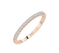 EDELIND Eternity Anillo de oro rosa 585 con 17 diamantes de 0,14 ct - Anillo de mujer de oro auténtico, talla 68 (Ø21,6 mm), anillo de eternidad como regalo para mujeres con caja de regalo