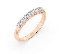 EDELIND Eternity Anillo de oro rosa 585 con 7 diamantes de 0,42 ct - Anillo de mujer de oro auténtico, talla 68 (Ø21,6 mm), anillo de eternidad como regalo para mujeres con caja de regalo