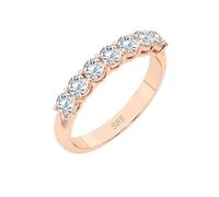 EDELIND Eternity Anillo de oro rosa 585 con 7 diamantes de 0,7 ct - Anillo de mujer de oro auténtico, talla 68 (Ø21,6 mm), anillo de eternidad como regalo para mujeres con caja de regalo