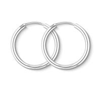 EDELIND Pendientes de aro finos 20mm 14K/585 Oro blanco Aros de oro para mujer hombre 2 mm de ancho Aretes de mujer con Caja de regalo de joyería