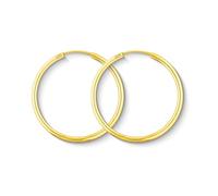 EDELIND Pendientes de aro finos 30mm 14K/585 Oro amarillo Aros de oro para mujer, 2 mm de ancho Aretes de mujer con Caja de regalo de joyería