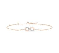 EDELIND Pulsera Infinito Diamante Oro Rosa 585 0.05 ct - Esclava Mujer con 9 Diamantes - Largo 18 cm