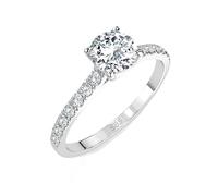EDELIND Solitär Eternity Ring Weißgold 585 mit 0.5+0.21 ct Diamanten - Verlobungsring Damen Größe 72 (Ø23 mm), Antragsring mit Geschenkbox