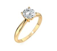 EDELIND Solitär Ring Gelbgold 585 mit 0.5 ct Diamant - Klassischer Verlobungsring für Damen, Größe 71 (Ø22.6 mm), mit edler Schmuckbox
