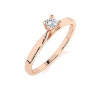 EDELIND Solitär Ring Rosegold 585 mit 0.06 ct Diamant - Klassischer Verlobungsring für Damen, Größe 71 (Ø22.6 mm), mit edler Schmuckbox