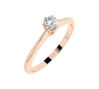 EDELIND Solitär Ring Rosegold 585 mit 0.1 ct Diamant - Klassischer Verlobungsring für Damen, Größe 71 (Ø22.6 mm), mit edler Schmuckbox
