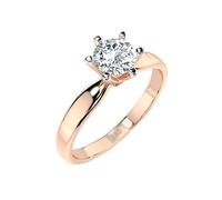 EDELIND Solitär Ring Rosegold 585 mit 0.5 ct Diamant - Klassischer Verlobungsring für Damen, Größe 71 (Ø22.6 mm), mit edler Schmuckbox