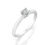 EDELIND Solitär Ring Weißgold 585 mit 0.06 ct Diamant - Klassischer Verlobungsring für Damen, Größe 71 (Ø22.6 mm), mit edler Schmuckbox